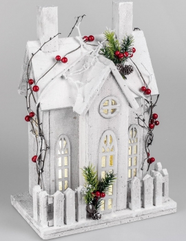 Beleuchtetes Winterhaus mit LED Beleuchtung, 28x40 cm