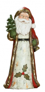 GILDE nostalgischer Weihnachtsmann mit Tannenbaum und Glocke in der Hand 19x22x50 cm