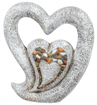 Gartenskulptur Herz Steinfarben Antik Stones 41x46 cm