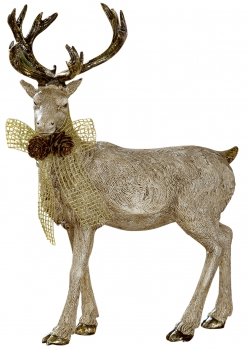 antike Weihnachtsdeko Goldener Hirsch Rentierdeko REH Bock Elch Tierfigur Rehkitz natürlich Gold 28x28 cm für Innen Außen