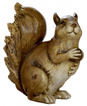 Eichhörnchen-Deko-Figur mit Eichel-Futter Herbstdeko und Winterdeko braun 13,5x12x13 cm gross Nussknacker
