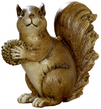 Eichhörnchen-Deko-Figur mit Eichel-Futter  und Winterdeko Herbstdeko braun 13,5x12x13 cm gross Nussknacker