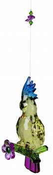 Edle Fensterdeko Acryl-Hänger-Kakadu Fensterschmuck Papagei Hängedeko Frühlingsdeko buntem Acryl blau gelb lila 25cm Sonnenfänger