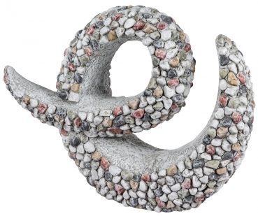 Moderne Deko für Garten-Skulptur aus Magnesia 44cm Groß mit Kieselsteinen verziert Stein-Farbe Gartenfigur abstrakte Gartendeko