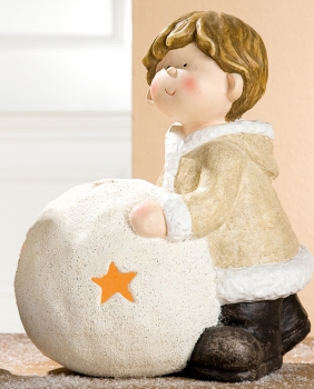 GILDE Winterkind Junge als Windlicht, 35 cm