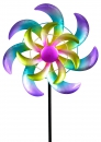 Windrad für den Garten aus Metall Fächer Windräder Windspiel Windmühle doppelt lila/grün - 110cm Groß